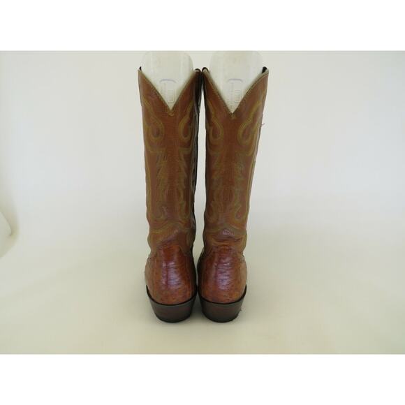 Justin Brown Leather Ostrich Cowboy Western Boots Mens Size 10 D main image 6